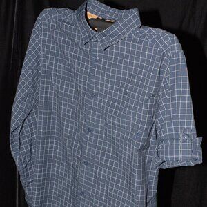 Roll Tab Sleeve The North Face Mens Large Blue White Plaid shirt Button Down